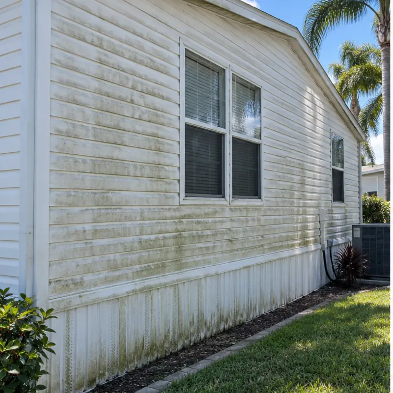 Before cleaning: before and after photos of a recent mobile home wash