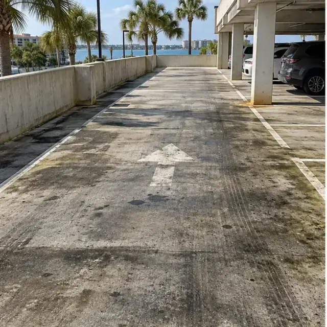 Before cleaning: before and after photos of parking decks and lots