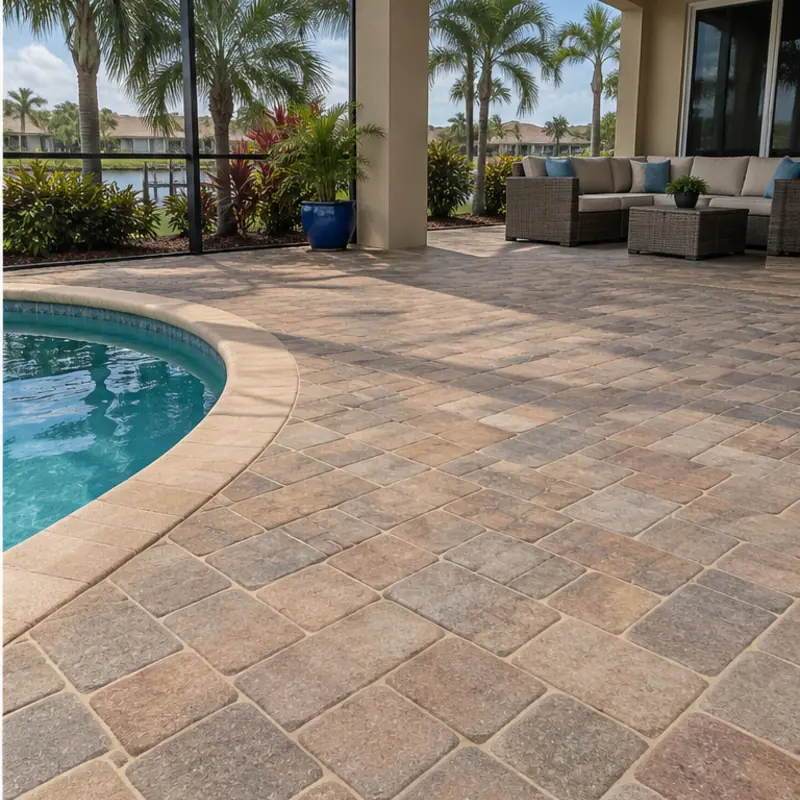 After cleaning: before and after photos of refilled paver joints