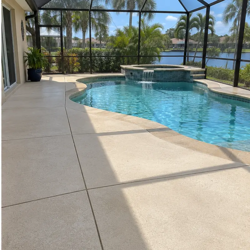 After cleaning: before and after photos of a West Bradenton pool cage and patio