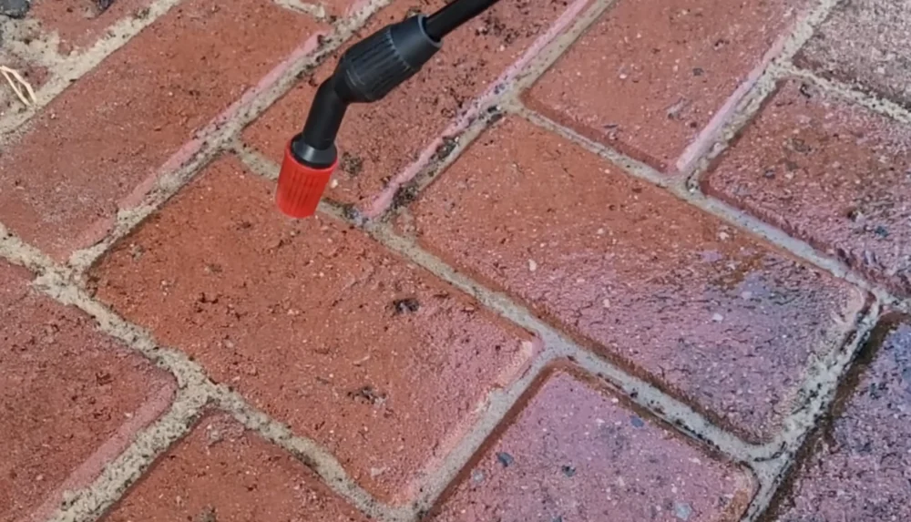 Paver sanding process before sealing in Bradenton, FL